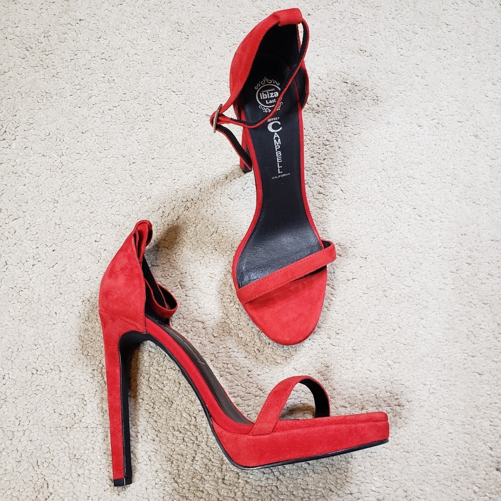 Jeffrey Campbell Heels Slingback Open Toe Stiletto Pumps 8.5 Apple Red‎